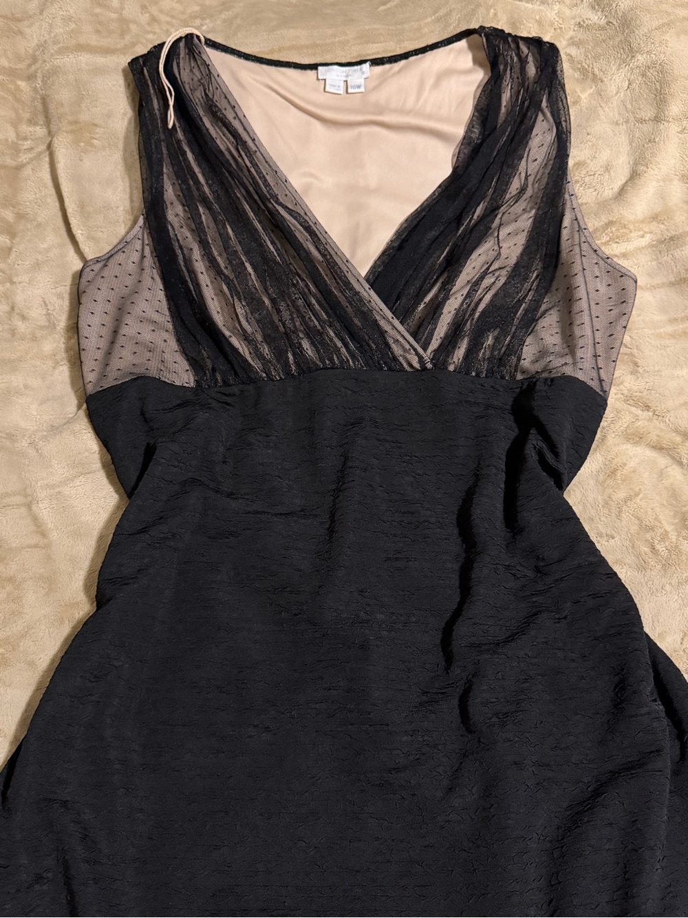 London Times Woman Black Mesh Dress Dotted, Size 16W